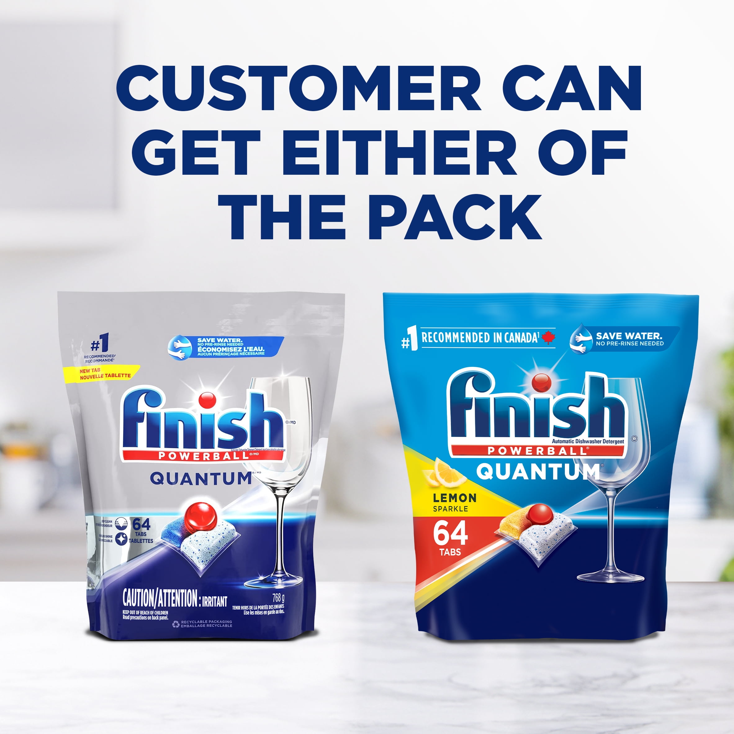Finish Power Ball Quantum Dishwasher Detergent Pods, No pre sinse needed, For Deep clean & sparkling shine, Lemon Sparkle