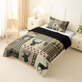 thumbnail image 2 of Manfei Green Check Buck Twin Comforter Sets,Rustic Woodland Bedding Set,Black Reversible,2 Pieces,1 Comforter and 1 Pillowcase, 2 of 7