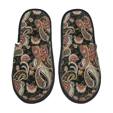 

Honeii Paisley6 print Slippers Memory Foam House Bedroom Slippers for Women and Men Fuzzy Plush Comfy Faux Fur Lined Slide Shoes-Large