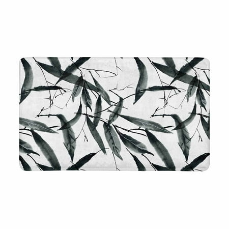 Oriental Door Mats MKHERT Traditional Oriental Chinese Bamboo Leaves Ink Painting Doormat Rug Home Decor Floor Mat Bath Mat 30x18 inch ()