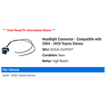 thumbnail image 2 of Headlight Connector - Compatible with 2004 - 2020 Toyota Sienna 2005 2006 2007 2008 2009 2010 2011 2012 2013 2014 2015 2016 2017 2018 2019, 2 of 2