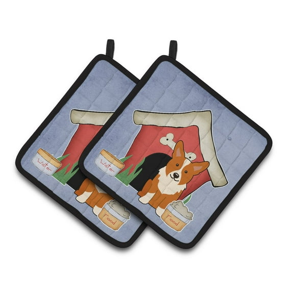 Carolines Treasures BB2854PTHD Dog House Collection Corgi Pair of Pot Holders , 7.5HX7.5W, multicolor