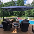 thumbnail image 4 of PURPLE LEAF Patio 9 Feet Cantilever Offset Umbrella with Base Outdoor Umbrella with 360-degree Rotation for Garden Deck Pool Patio Navy Blue, 4 of 13