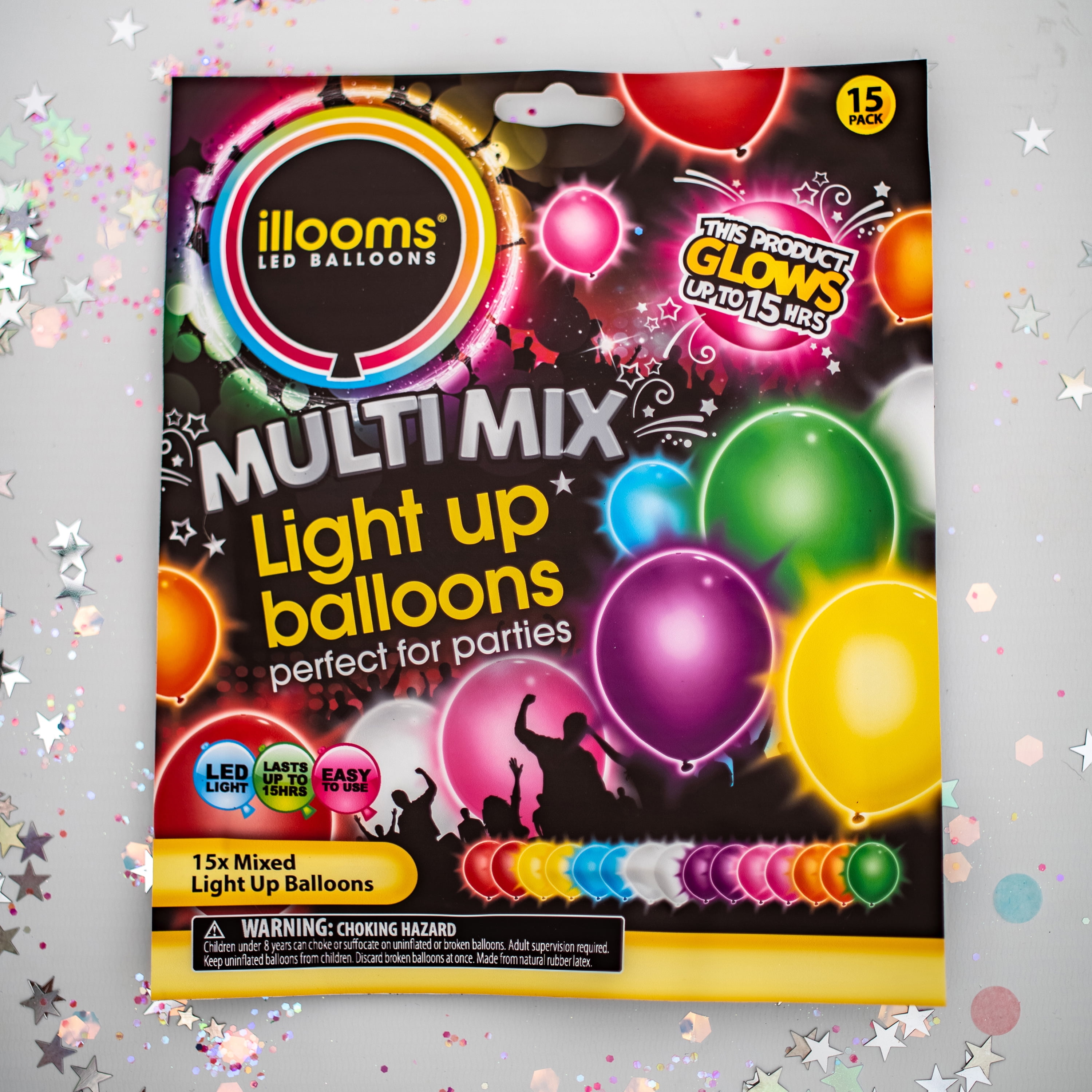 5ct Illooms Led Light Up Mixed Solid Stars Balloon : Target