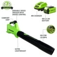 thumbnail image 3 of Greenworks 40V 120 Mph at 450 Cfm Axial Blower with 2.5Ah Battery & Charger 2411902, 3 of 12