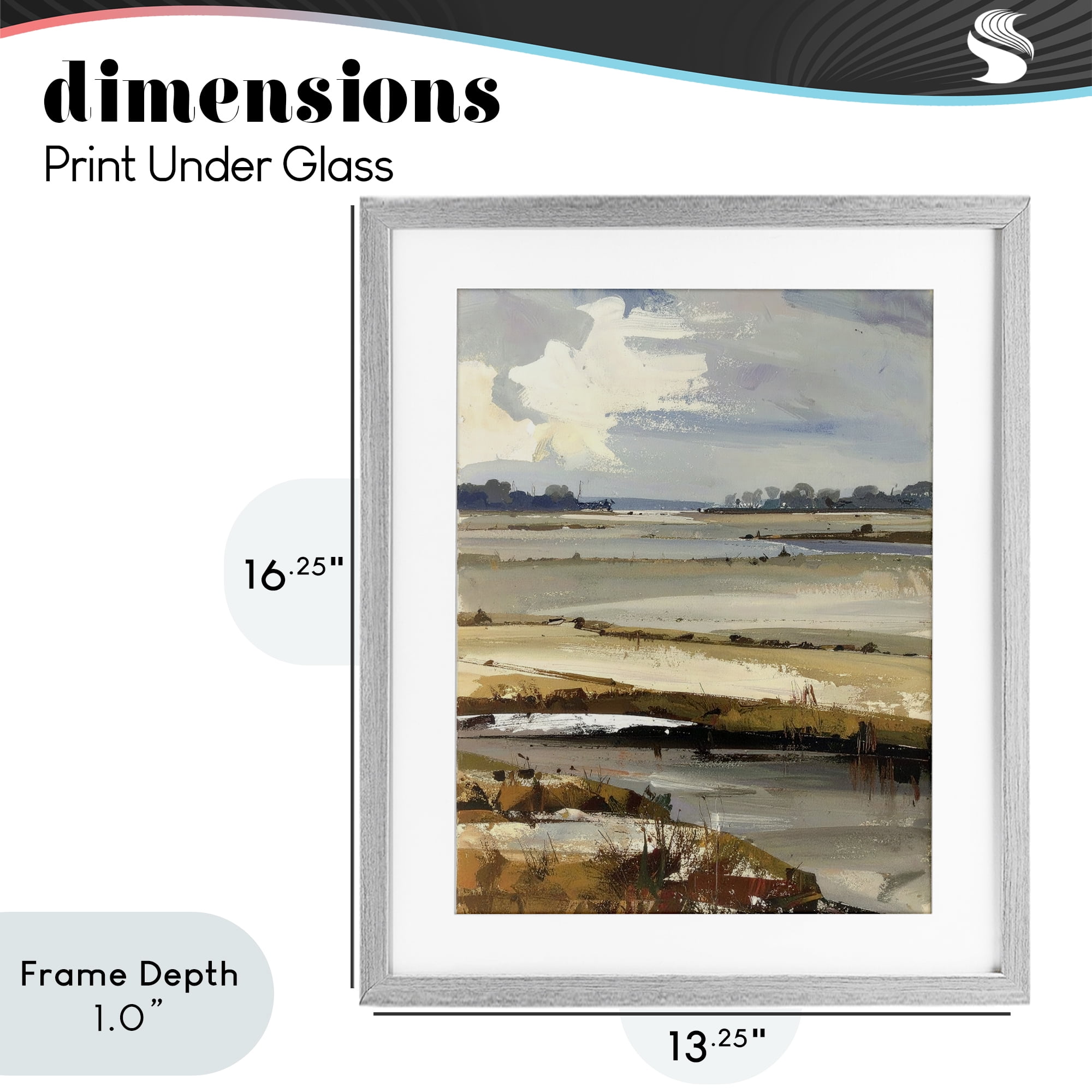 Stupell Industries Earthy Distant Horizon Gray Framed Print Under Glass, design by Alonza Saunders