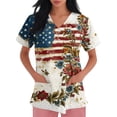 thumbnail image 3 of 4th Of July Nursing Scrub Tops for Women 250th Anniversary Usa Flag Print Medical Nurse Short Sleeve V Neck Nursing Working Uniform with Pockets, 3 of 4
