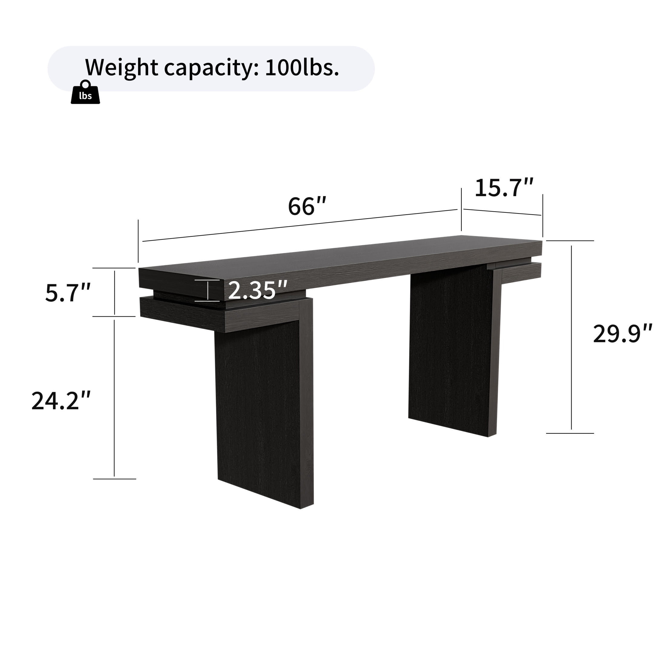 Noble House Ulsten Wooden Sofa Console Table in Black, Minimalist Design for Entryway, Hallway, or Living Room