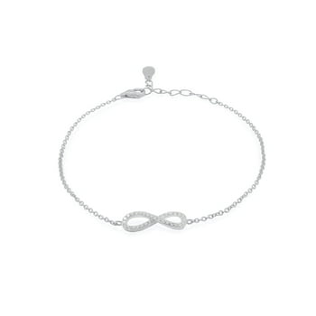 Mercie Sterling Silver Rhodium Plated Silver Infinity Bracelet, Dainty Everyday Jewellery for Women
