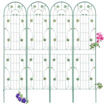 Miniyam 4 Pack 86.7x19.7in Arch Garden Trellis with Green Metal Coating – Perfect for Supporting Climbing Plants Outdoor(Flower Green)