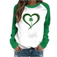 thumbnail image 2 of Craaazy Women's Green Shamrock St Patricks Day Crewneck Long Sleeve Shirts, 2 of 7