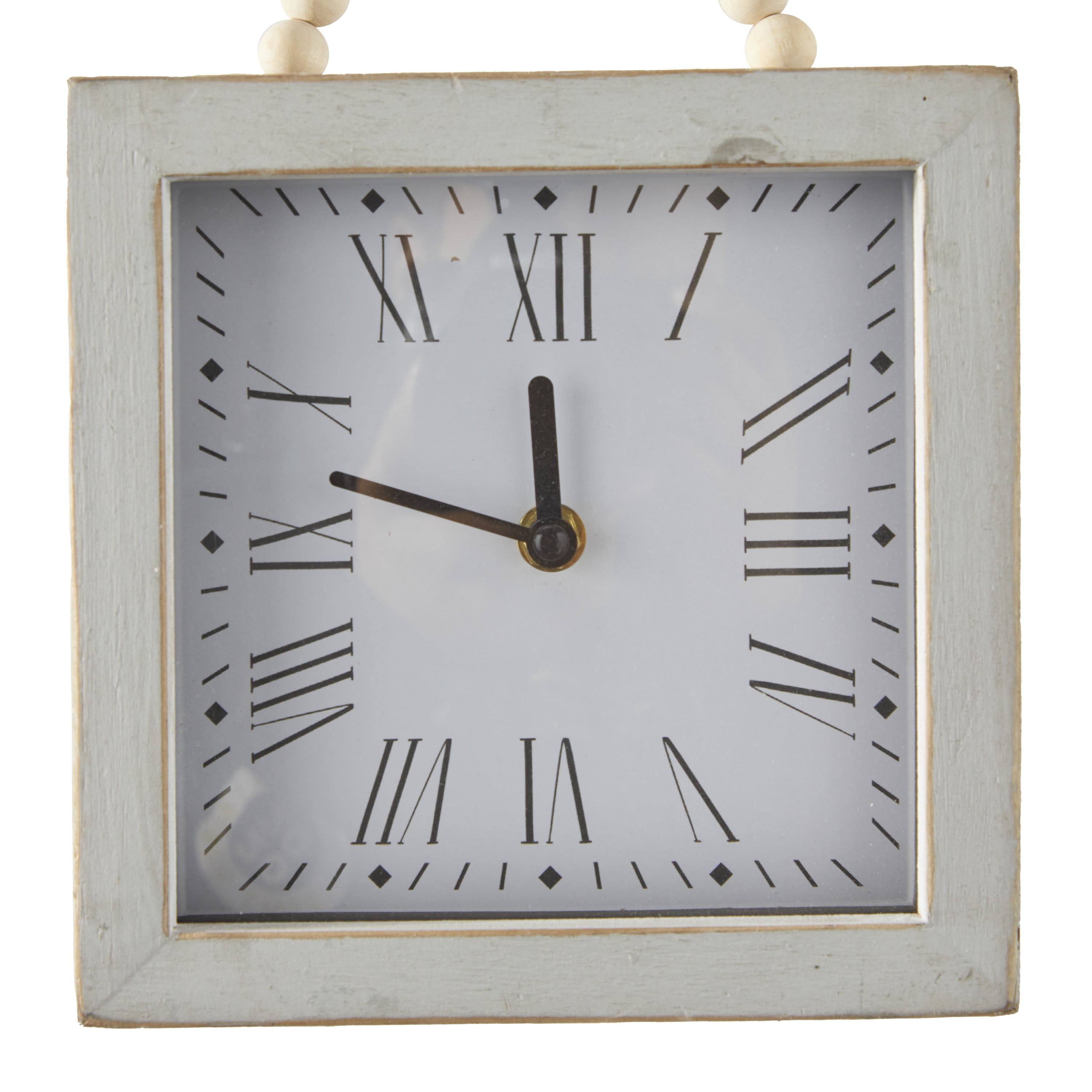 DecMode 7"W, 12"H White Wood Wall Clock with Rope Strap (3 Count)