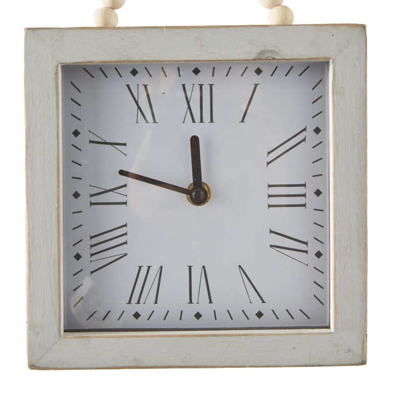 DecMode 7W 12H Distressed Wooden Decorative Wall Clock with Rope