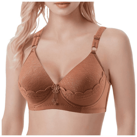 Fulorrnie Bras for Women Lift Wirefree Comfort Support Balconette Standard Straps Bra Coffee 36