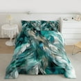 thumbnail image 2 of Manfei Feather Bedding Comforter Set,Modern Art Twin Comforter Sets,Cyan White Bedding Set For Teens,Super Cozy Room Decor Reversible,2-Piece, 2 of 8