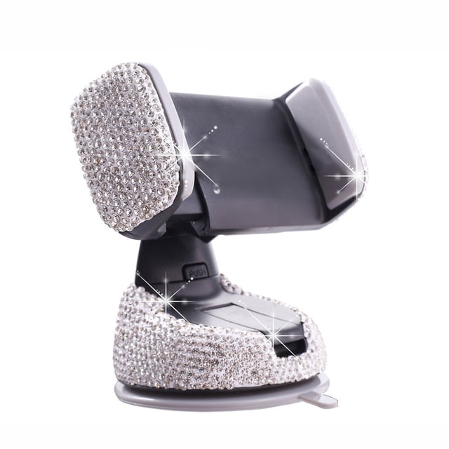 Kenally Soporte para teléfono ostentoso con incrustaciones de diamantes de imitación Ángulo de visión de 360 ° Acolchado en la parte posterior Automoción decorativa y accesorios Blanco Kenally VI014328-01B