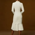 thumbnail image 4 of Elegant Women's Suit Collar Slim Hip Fishtail Dress Autumn New Office Lady Solid Color Long-sleeved Party Midi Dresses Vestidos, 4 of 4