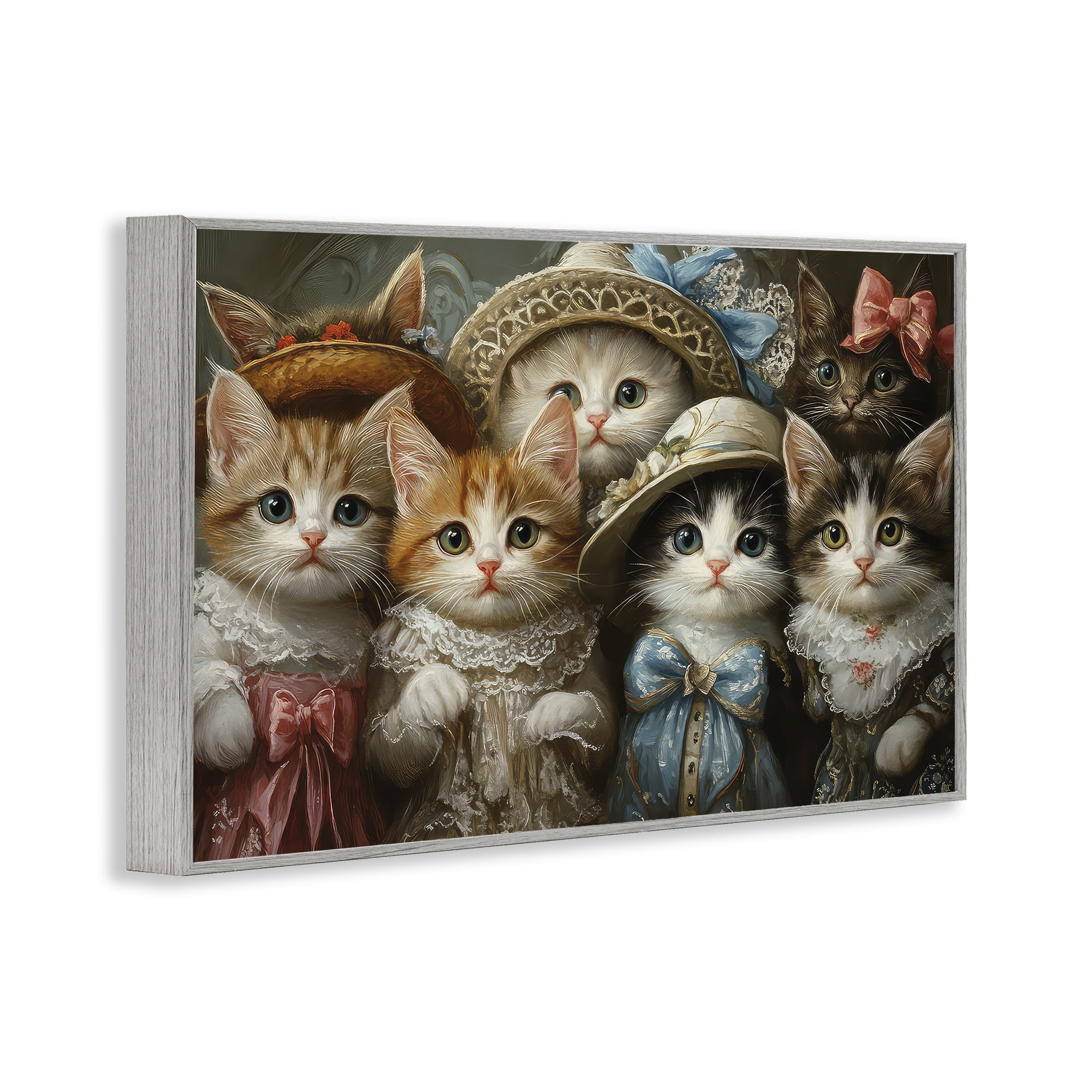 Stupell Industries Fashionable Vintage Cats Gray Framed Giclee Art, design by The Wands Want