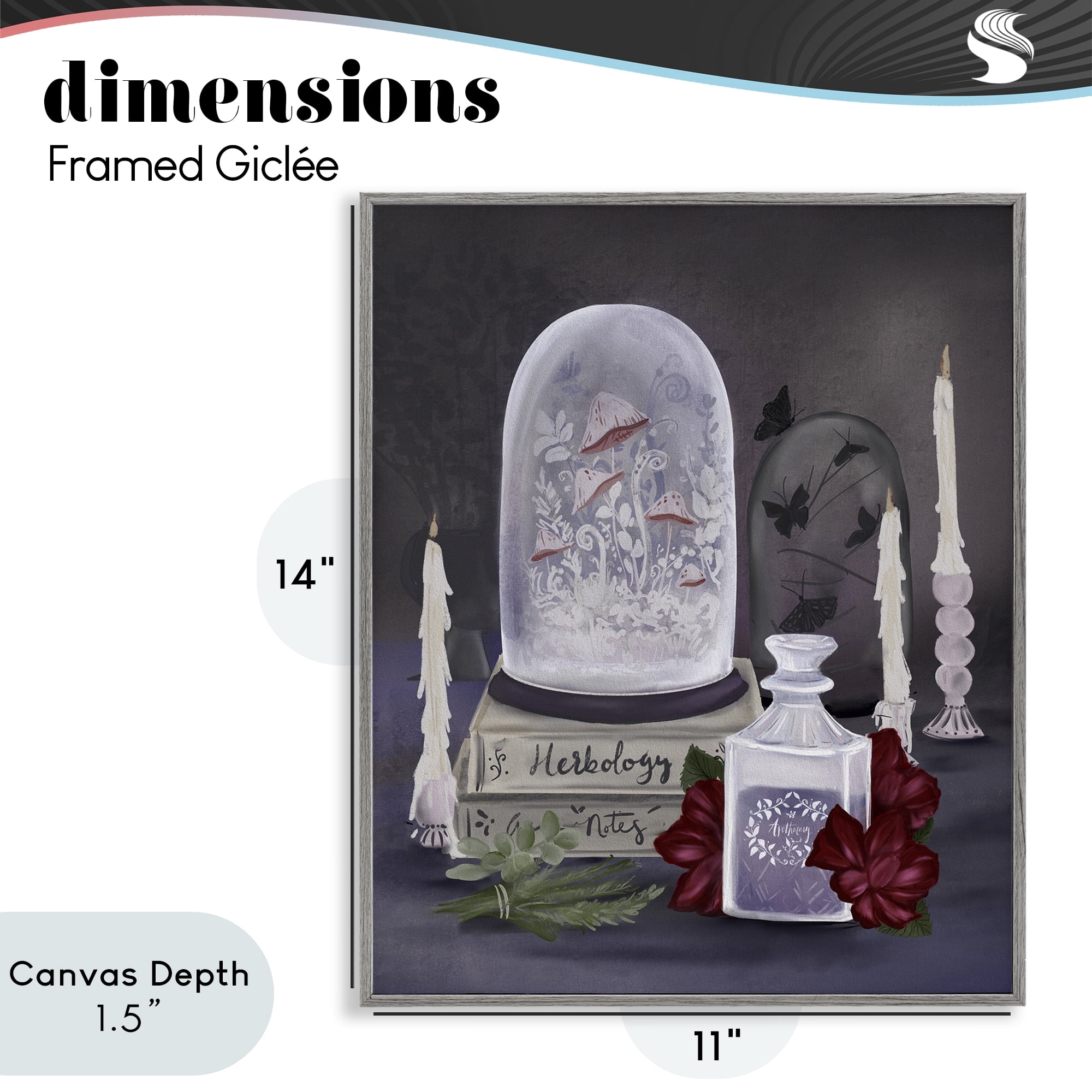 Stupell Industries Spooky Apothecary Vibes Gray Framed Giclee Art, design by Adreane Fippinger