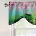 thumbnail image 5 of Tie Up Valances for Windows, Pink Flowers Adjustable Valance Curtains Window Treatment for Living Room, Green Lake Spring Plants Small Boat Rod Pocket Kitchen Curtains & Drapes 54x18 Inch, 5 of 9