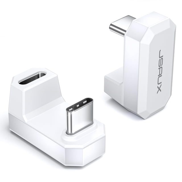 Adaptador USB-C a USB-C JSAUX 180° 4.0/PD 100 W blanco, paquete de 2