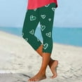 thumbnail image 2 of lcziwo Back to School Prime Sales, Women's Milk Silk Soft Cropped Leggings 2025 Fashion Heart Print Workout Leggings Casual High Waisted Tummy Control Tight Capris Green L, 2 of 6