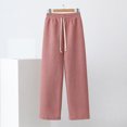 thumbnail image 2 of MGDXOX Waffle Knit Wide Leg Sweatpants Women Oversized High Waist Baggy Sweatpants Lightweight Breathable Flowy Lounge Pants Pink XL, 2 of 8