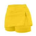 thumbnail image 3 of KALE Shorts for Women's Pants Skirt With Slit And Pocket Sports Casual Solid Color Mid Waist Tennis Summer Pants Yellow, 3 of 8