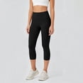 thumbnail image 5 of BVnarty Women's High Waist Tummy Control Capri Leggings, Skinny Fit Stretchy Athletic Pants for Pilates Class Black M, 5 of 8