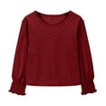 thumbnail image 7 of Girls Long Sleeve Eyelet Blouse Casual Crew Neck Lightweight Pullover Top for Kids Comfortable Loose Fit Shirt, 7 of 7