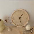 thumbnail image 2 of Reloj de pared silencioso digital redondo de ratán creativo, decoración de pared decorativa, colgante de pared simple (A), 2 of 5