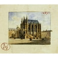 thumbnail image 2 of Auguste-Sébastien Bénard 14x12 Black Ornate Wood Framed Double Matted Museum Art Print Titled: The Holy Chapel. (1810), 2 of 5