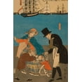 thumbnail image 2 of Utagawa, Sadahide 11x14 Gold Ornate Wood Framed with Double Matting Museum Art Print Titled - Dutch people taking a Sunday walk in Yokohama (Yokohama kyujitsu - Orandajin yuko), 1871, 2 of 4
