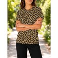 thumbnail image 5 of Women's Summer Tops Short Sleeve Crew Neck T-Shirts All-Over Leopard Print Knit Casual Blouse, 5 of 6