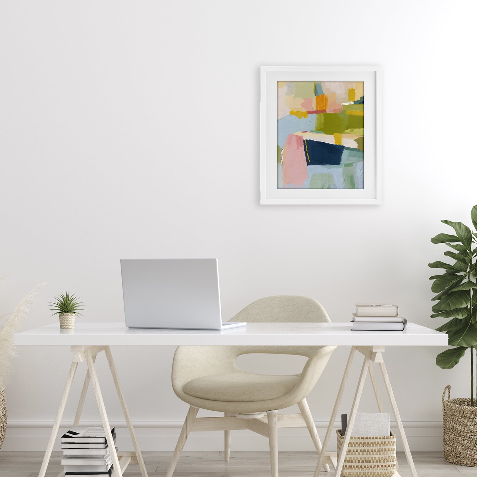 Stupell Industries Pastel Wonder Brushstrokes White Framed Print Under Glass, design by Lisa Nohren