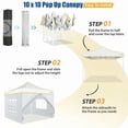 thumbnail image 6 of Hoteel 10x10 Heavy Duty Canopy EZ Commercial Outdoor Tent Portable Party Wedding Instant Canopy Shelter Anti-UV Waterproof Tent with 4 Removable Sidewalls,Carry Bag,White, 6 of 8