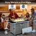 K&K 43" Propane Gas Fire Pit Table, 60000 BTU Rectangular Open Weave Wicker Fire Pit with Glass Wind Guard for Outside Patio Deck Garden Backyard - Grey