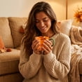 thumbnail image 5 of ALORINA Ceramic Pumpkin Shaped Coffee Mug with Green Leaf Handle, Fall Holiday Drinkware Cup for Tea, Latte, Hot Cocoa, Halloween Thanksgiving Gift for Home and Office, 5 of 7