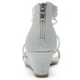 thumbnail image 7 of kkdom Women's Sandals Heels Ankle Strap Open Toe Dress Shoes Wedding Party Silver Size 6.5, 7 of 7