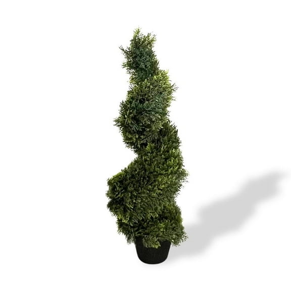 35.4" H Cypress Spiral w/pot used in garden and outdoor