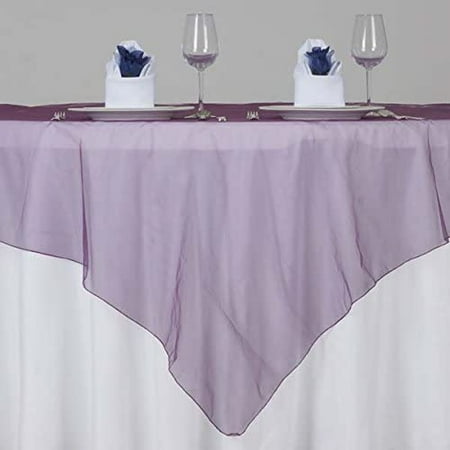 

TABLECLOTHSFACTORY Eggplant Organza Table Overlay 72X72 (Table Toppers)-Pack Of 5