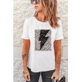 thumbnail image 3 of ABPHQTO Camiseta gráfica de manga corta con estampado de relámpagos de leopardo blanco para mujer, 3 of 5