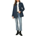 thumbnail image 3 of INSPIRE CHIC Women's Jean Jackets Long Sleeves Tie Waist Button Down Casual Denim Jacket XL Dark Blue, 3 of 9