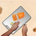 thumbnail image 2 of InsCrazy Cutting Board for Kitchen for Chopping and Cutting Stainless Steel Silicone Edging Slip Household Vegetable Cutting Double-sided 304 Stainless Steel on Clearance 15" X 11", 2 of 7