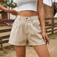 thumbnail image 6 of Nestiefly Womens Bermuda Summer Shorts 2026 Casual High Waisted Pleated Beach Vacation Denim Shorts with Pockets Beige XL, 6 of 6