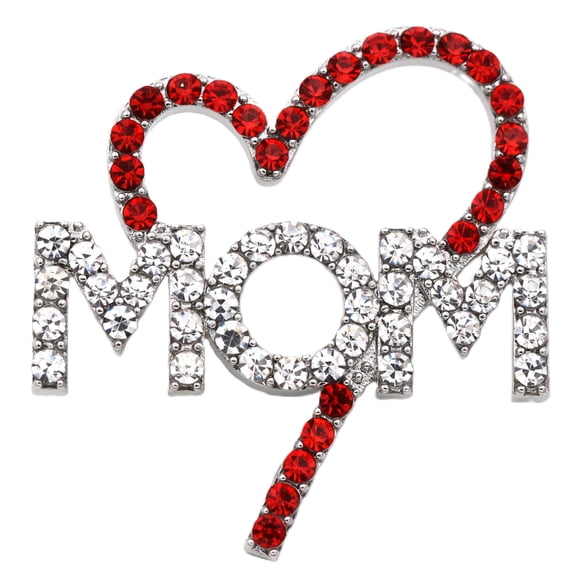 cocojewelry I LOVE MOM Red Heart Brooch Pin Mother's Day Gift