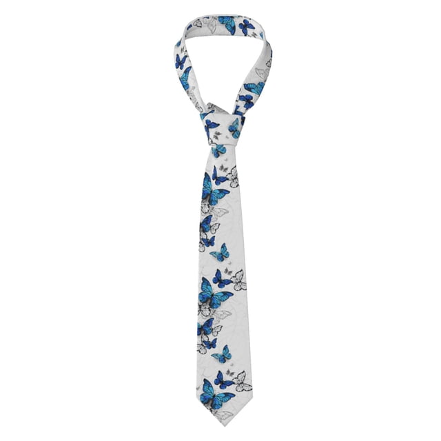Balery Blue Flying Butterflies Corbata Clásica de Seda para Hombre, Corbata Tejida Jacquard, Corbatas Formales para Negocios y Bodas
