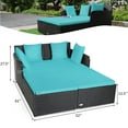 thumbnail image 3 of Costway Outdoor Patio Rattan Daybed Pillows Cushioned Sofa Furniture Turquoise, 3 of 12