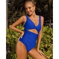thumbnail image 7 of Charmo Womens V Neck One Piece Swimsuit High Cut Backless Cut Out Bathing Suits Swimwear, 7 of 7