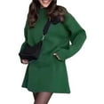 thumbnail image 3 of Conjunto de Suéter y Falda para Mujer, 2 Piezas. Suéter Holgado de Punto con Falda Corta. Verde M, 3 of 7